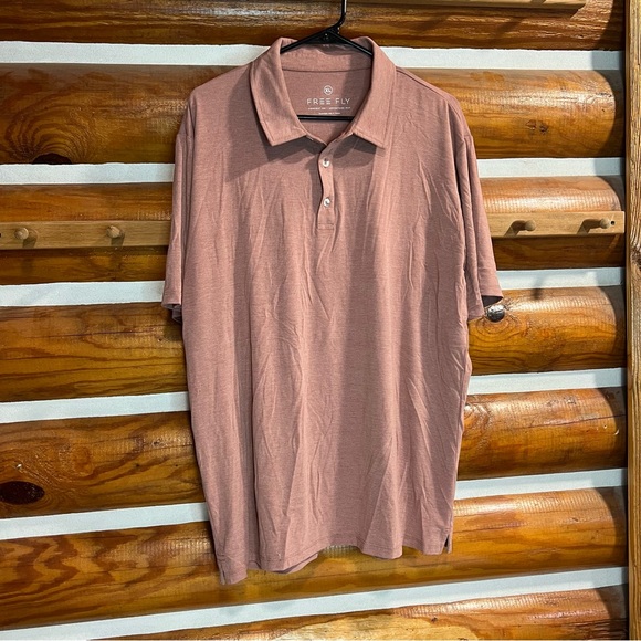 Free Fly Apparel Men's Polo in Dusty Rose - Picture 1 of 3